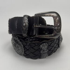 Vintage Another Line Women's Belt Western USA Braided Bow Embellished Size 32